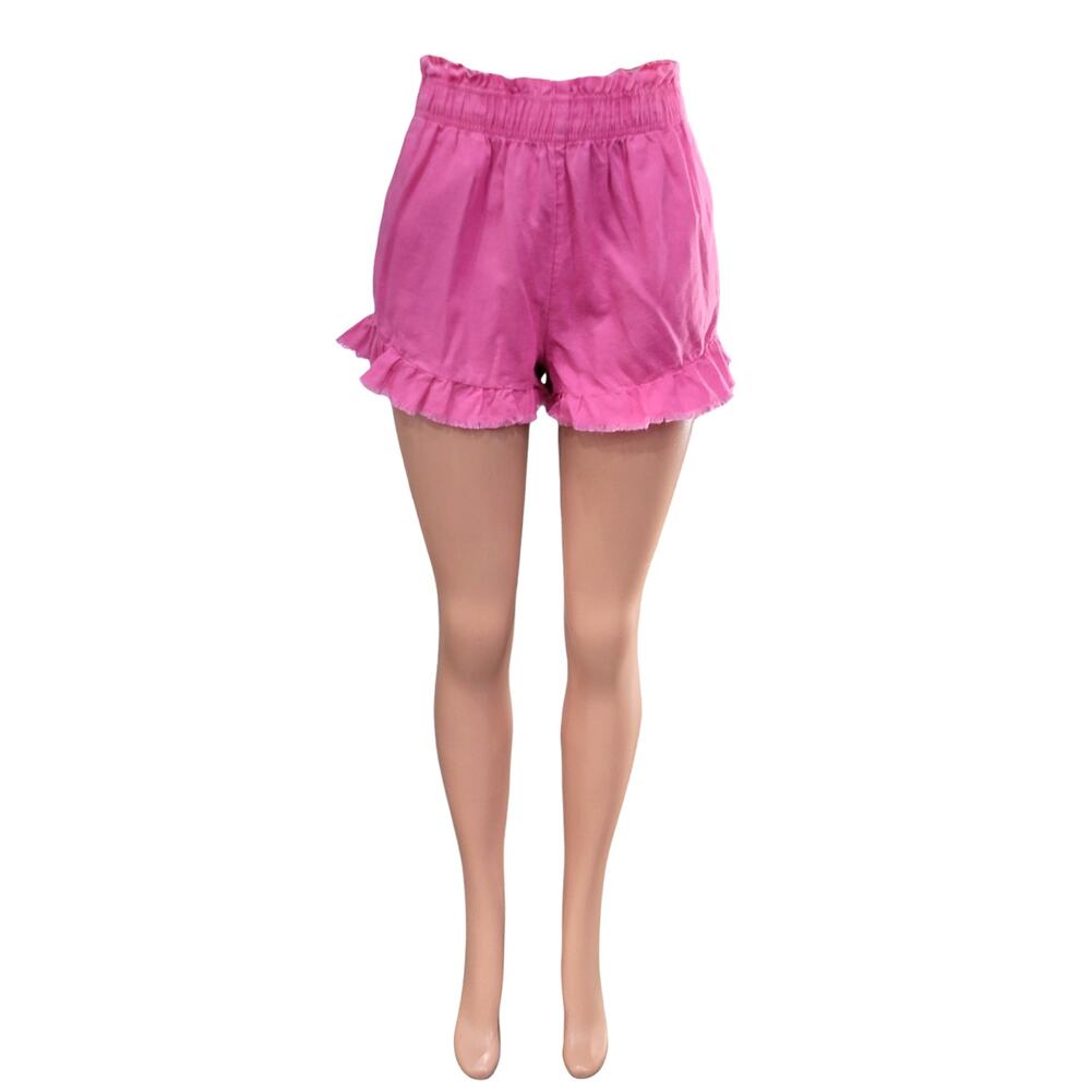 Aerie Linen Blend Ruffle Shorts Women's Size‎ Small Pink High Waisted New